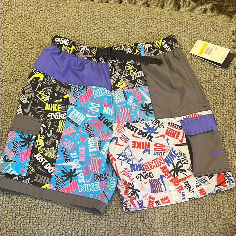 Nike Blue and Purple Swim Shorts